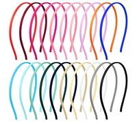 Serre-Tête Bandeau en Satin Serre Tete Plastique Bricolage 5mm Cheveux Accessoire pour Fille Femmes Multicolore 20 Pièces