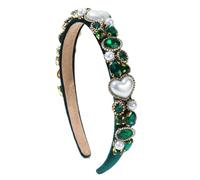Serre Tête Baroque Diamant Plein d'Amour Perle Serre-tête Ornement Cheveux Femme Vert