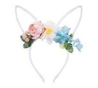 Serre-tête bibi à plumes et fleurs pour femme - Joli bandeau floral pour fête de Pâques (WH1, taille unique)