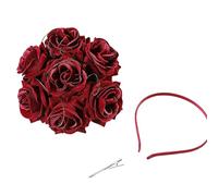 Serre-tête bibi avec pince à cheveux - Fleur de rose - Bandeau de mariée - Couronne florale - Accessoire de fête de mariage