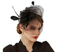 Serre-tête bibi rigide pour femme, chapeau à fleurs pour thé, mariage, église, bandeau extensible pour femme, Noir , taille unique