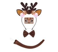 Serre-tête Bois De Renne Et Queue - Ensemble 4 Pièces Accessoires De Déguisement De Noël | Oreilles, Nez Et Nœud De Renne Mignons Pour Et Adultes, Idéal Fêtes Et Cosplay