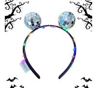 Serre-tête boule disco rétro avec lumières LED pour Halloween, Noël, fêtes d', femmes, festivals