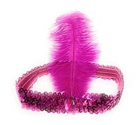 Serre-tête Charleston Brow années 1920 à paillettes et plumes pour déguisement Charleston Brow Band Gatsby UK (rose fuchsia)