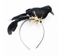 Serre-tête corbeau pour Halloween, aspect réaliste, oiseau à plumes noires, décoration d'Halloween, coiffe gothique pour sorcière maléfique
