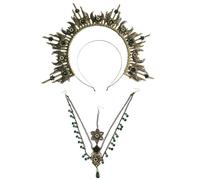 Serre-tête Couronné En Métal À Breloque Antique Ensemble D'artisanat Inachevé Décorations De Cheveux Faites À La Main Pour Les Spectacles Mariée Cosplay Thème Divinité Lune Paquet