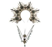 Serre-tête Couronné En Métal À Breloque Antique Ensemble D'artisanat Inachevé Décorations De Cheveux Faites À La Main Pour Les Spectacles Mariée Cosplay Thème Divinité Lune Paquet