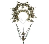 Serre-tête Couronné En Métal À Breloque Antique Ensemble D'artisanat Inachevé Décorations De Cheveux Faites À La Main Pour Les Spectacles Mariée Cosplay Thème Divinité Lune Paquet