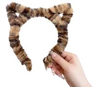 Serre-tête créatif imprimé léopard doux oreilles de chaton en peluche douce pour femmes, hommes, adolescents