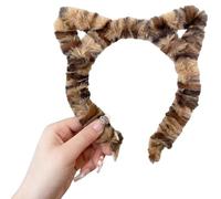 Serre-tête créatif imprimé léopard doux oreilles de chaton en peluche douce pour femmes, hommes, adolescents