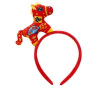 Serre-tête de cheval en peluche avec inscription « Year of the Horse » pour les vœux du Nouvel An chinois, les photos de famille, les spectacles, les fêtes à thème, le cosplay, enregistrement vidéo