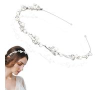 Serre-tête de communion pour fille - En métal - Bandeau floral avec perles - Élégant et vintage - Pour mariage, première communion et mariée - Argenté - 1