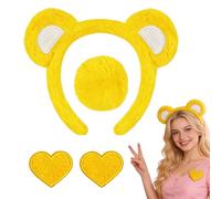 Serre-tête de costume d'ours pour adulte - Accessoires photo mignons unisexe en peluche avec broche en forme de cœur, ensemble d'accessoires de costume d'ours | pour fête, Nouvel An, quotidien