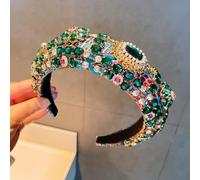 Serre-tête de luxe baroque en cristal, couronne ornée de pierres précieuses, variantes roses et émeraudes (2, 1)