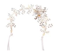 Serre-tête de mariage en perles d'or et cristal, diadème, bijoux for cheveux, ornements faits à la main for femmes(Gold)