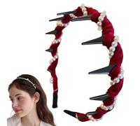 Serre-tête de perles pour femme - Accessoire de tête ondulé - Dentelle de mariage antidérapante - Accessoire de cheveux pour femme