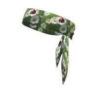 Serre-tête de sport avec imprimé coccinelle sur marguerite, bandeau pour entraînement, course à pied, yoga, taille unique