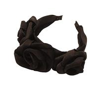 Serre-tête décoratif en fausse rosette avec large côté et triple fausse rosette, accessoires pour cheveux délicats, noir