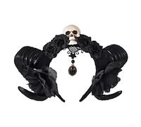 Serre-tête d'Halloween en plumes de mouton, bandeau pour cheveux maléfiques, accessoire de déguisement de sorcière, accessoire pour fille, cornes de bœuf, mouton, bandeau noir chèvre
