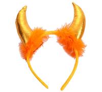 Serre-tête d'Halloween pour adulte en plumes de bœuf - Corne courte - Pour cosplay, bal masqué - Cornes de bœuf et de mouton - Bandeau décoratif en plumes de chèvre