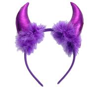 Serre-tête d'Halloween pour adulte - Plumes de bœuf - Décoration courte - Corne courte - Pour cosplay, bal masqué - Cornes multicolores - Pour enfants - Longue et multicolore