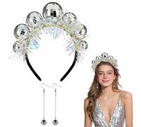 Serre Tête Disco Ball, 1 Serre-TêTe Boule Disco, Boucles D'oreilles Disco, Accessoires DiscothèQues, pour Fête du Nouvel an,Carnival