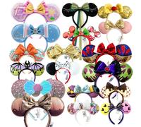 Serre-tête Disney Princesse Mickey Mouse avec oreilles Mickey, Raiponce, Blanche-Neige, nœud à paillettes, accessoires pour filles, cadeau de Noël Mickey Headband 8