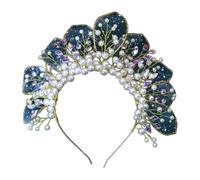 Serre-tête doré pour mariée avec perles transparentes et perles - Accessoire de cheveux tendance pour bal de fin d'année, concours de beauté, anniversaire et strass étincelants