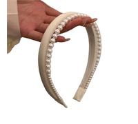 Serre-tête double couche en satin étroit for femme, élégant serre-tête perles, accessoire de coiffure for mariage Pour FêTes, Mariage, Anniversaire(Beige)