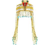 Serre-tête Égyptienne Serpent, Bandeau Nile Queen, Tiara, Coiffe, Reine du Nil, Egyptian Headress Beaded, Cléopâtre, Fête à thème, Accessoires pour Costumes de Carnaval et Fête à Thème (3pcs) (Argent)