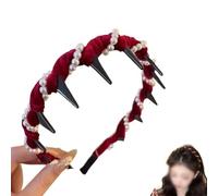 Serre-tête élégant avec perles de style vintage en forme de cranium, convient pour les cérémonies de mariage et le port quotidien confortable et durable (perles de cheveux rouges)