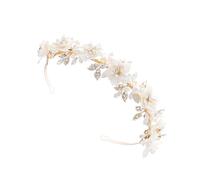 Serre-tête élégant en céramique avec fleur et strass avec perles et base en alliage pour les mariages, les fêtes, bandeau confortable en alliage pour de longues heures