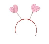 Serre-tête élégant en forme de cœur à paillettes avec ressort antidérapant Accessoires de coiffure pour Noël, concert Rose à carreaux