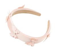 Serre-tête élégant pour femme avec papillon et perles - Large éponge - Bandeau en tissu - Bandeau de cheveux Dirndl - Pour le quotidien, un mariage, une fête - Rose