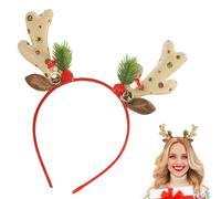 Serre-tête en bois de bois de Noël à paillettes avec petites clochettes - Pour adultes, cheveux courts et longs, tendance pour scène, dîner
