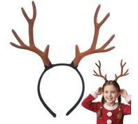 Serre-tête en bois de cerf marron, serre-tête de noël, bandeau avec oreilles d'animaux floquées pour fête costumée, 11.4x10.2 pouces, décoration d'intérieur