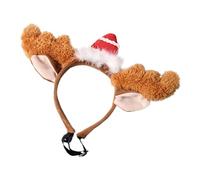 Serre-tête en Bois de Cerf pour Chat et Chien, Réglable Marron | Peluche Courte, pour Réveillon et Événements, Style Unique, Coiffe Sûre et Bien Maintenue