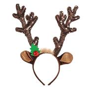 Serre-tête en bois de renne avec cloches | Accessoires festifs pour les cheveux, bandeaux pour cheveux de rennes pour et adultes, chapeaux de Noël avec étoiles et ruban