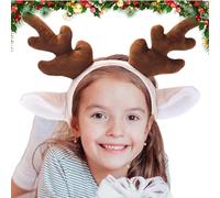 Serre-tête en bois de renne, bandeau en corne de peluche avec oreilles d'animaux et bois de cerf pour fêtes de Noël, accessoires amusants pour déguisements