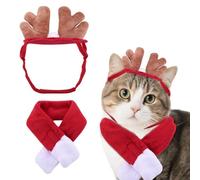 Serre-tête en bois de renne pour chat, chien, collier de Noël, écharpe pour petits chiens, chats, collier écharpe pour chaton, chiot, robe de Noël, tenue pour petits chiens, chats, chapeau de Père