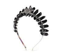 Serre-tête en cristal avec motif brut, diadème en strass en quartz noir, bal masqué et photographie