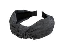 Serre-tête en denim pour femme - Avec nœuds - Vintage - Magnifique bandeau chaud - Bandeau en tissu pour femmes et filles - Noir A