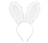 Serre-tête en dentelle à volants avec ruban motif oreilles de lapin pour femmes, adolescentes, festivals, événements, rassemblements