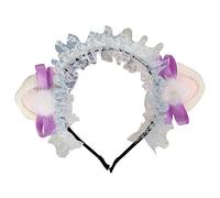 Serre-tête en dentelle avec oreilles de chaton en peluche avec nœud