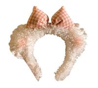 Serre-tête en dentelle avec oreilles et nœud en forme d'ours en peluche pour le lavage du visage