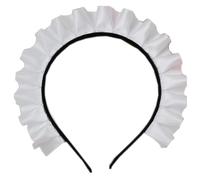 Serre-tête en dentelle plissée pour fille - Style japonais élégant - Pour maquillage en direct - Pour cosplay, fête - Blanc