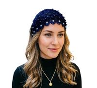 Serre-tête en dentelle pour femme - élastique, vintage, avec œillets et strass, bandeau extra large en dentelle pour femme, pour cérémonies de mariage et pour la détente de loisirs