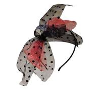 Serre-tête en dentelle pour femme - Motif à pois - Grand nœud - Élégant - Pour robe de soirée - Accessoires de cheveux vintage