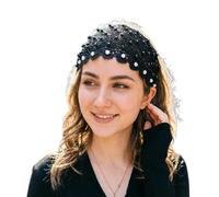 Serre-tête en dentelle, strass, œillets, élastique, style vintage, large bandeaux de style bohème en dentelle - Pour les sorties quotidiennes et les fêtes ainsi que les rendez-vous et les voyages de