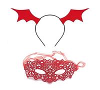 Serre-tête en forme d'ailes de chauve-souris de dessin animé + bandeau pour bal masqué, rave, carnaval, fête costumée, accessoires de déguisement, demi-visage, femme, pour homme, temps chaud